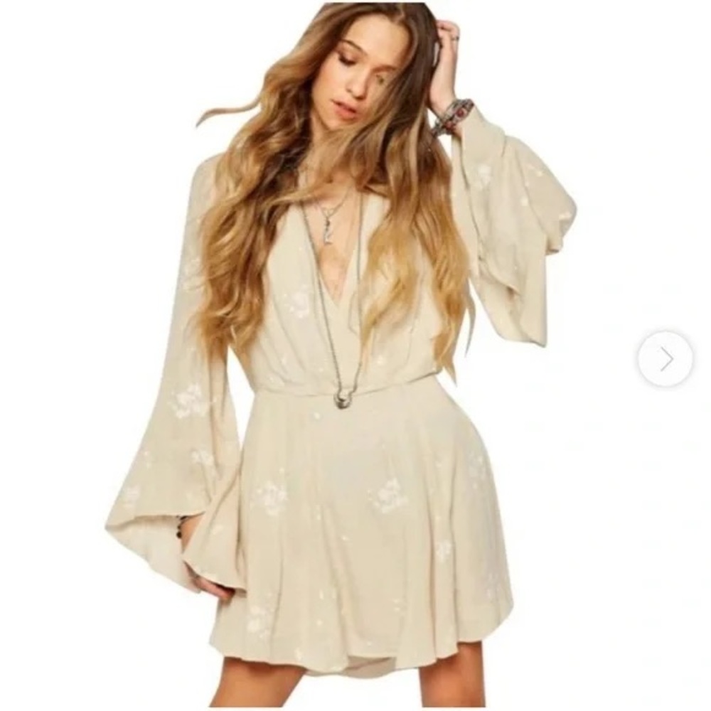 Free People Jasmine Beige Floral Dress - 6